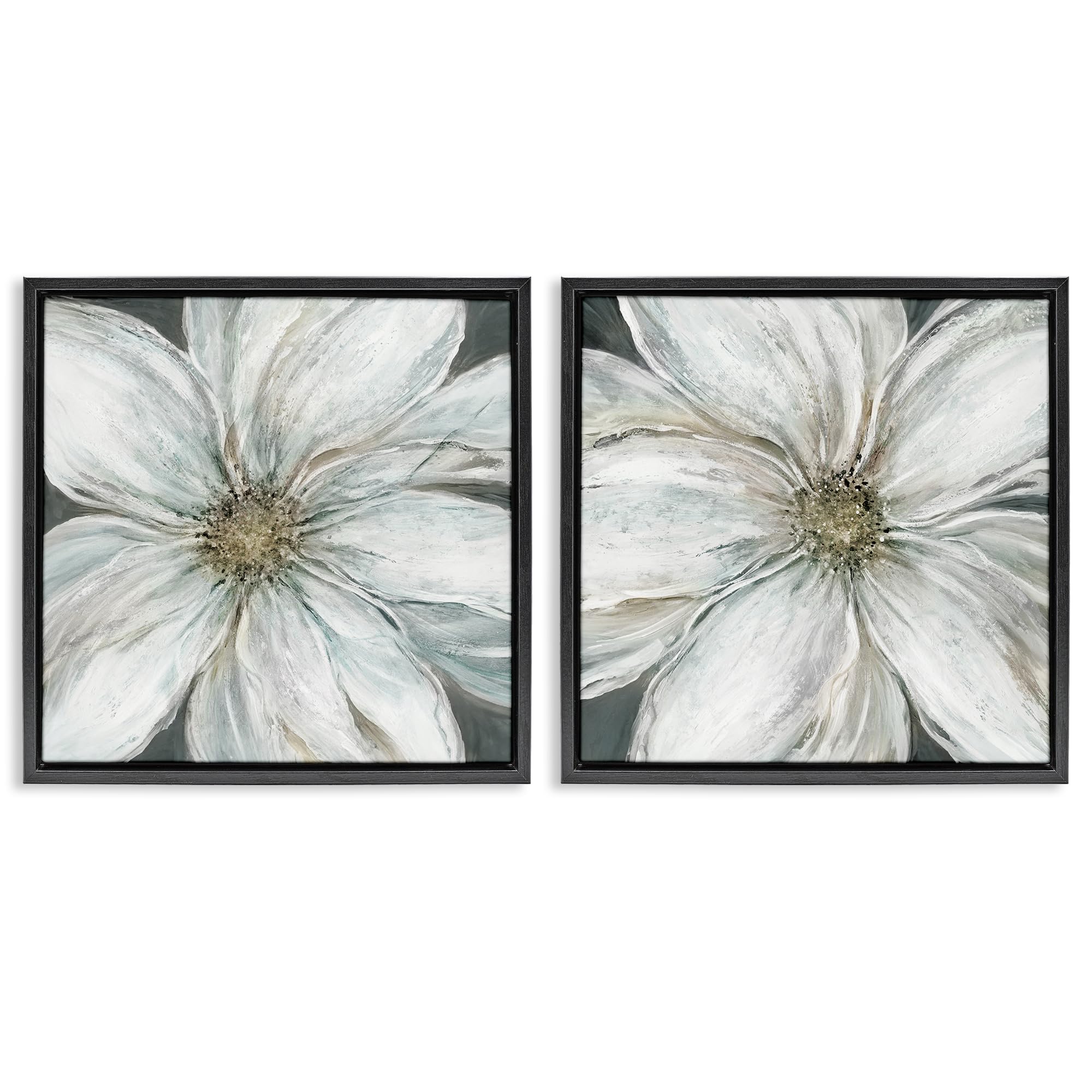 Stupell Industries Jet Black (Matte) 'Soft White Blossoms Closeup'| 2Pc Floating Frame Art Set 2