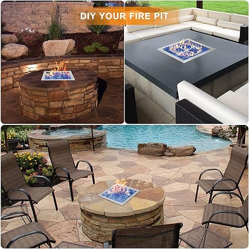 Miniatura 7 de onlyfire - Anillo cuadrado de 24 pulgadas para fogata de gas natural y propano y chimenea, quemador de acero inoxidable 304 para interiores y