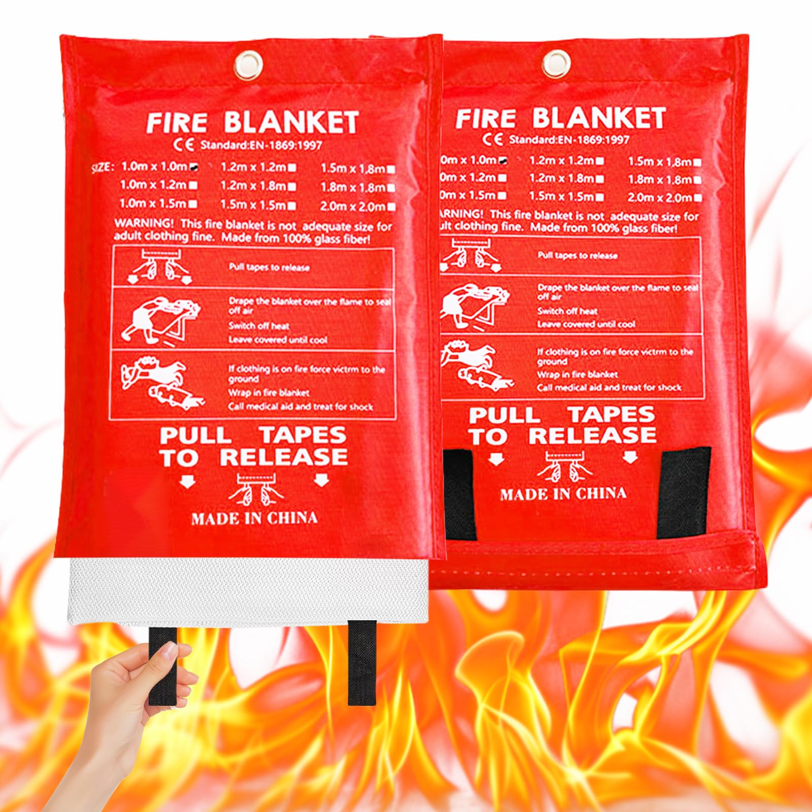 2 Coperte Antincendio 1.2x1.2m - Coperta Antifiamma Per Cucina In Fibra Di Vetro - Foto 3