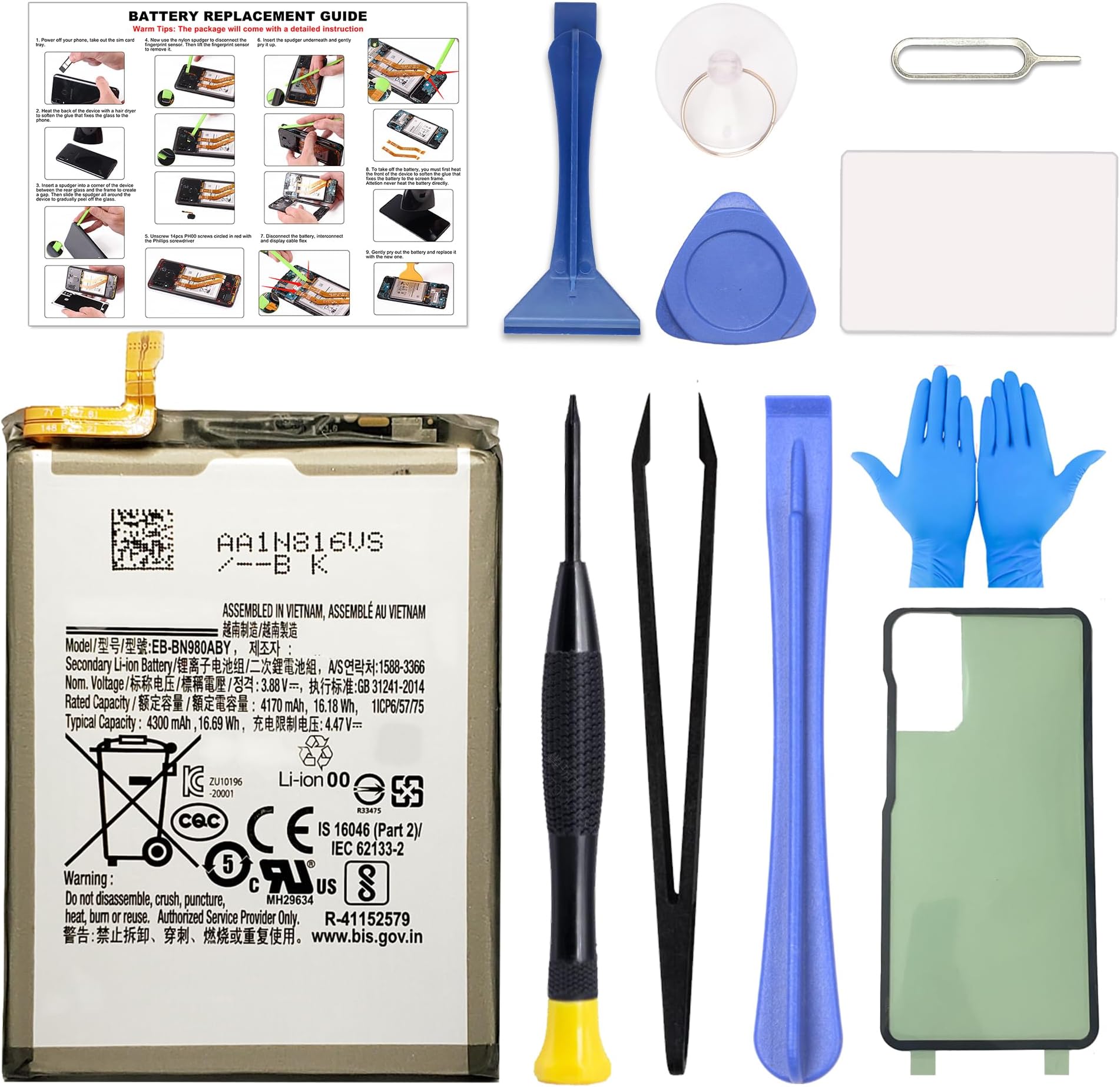 GREEN FUSION Compatible with Galaxy Note 20 Battery Replacement, EB-BN980ABY Battery for Samsung Galaxy Note 20 N981U/U1/W N981B N980F with Installation Instruction & Repair Toolkit