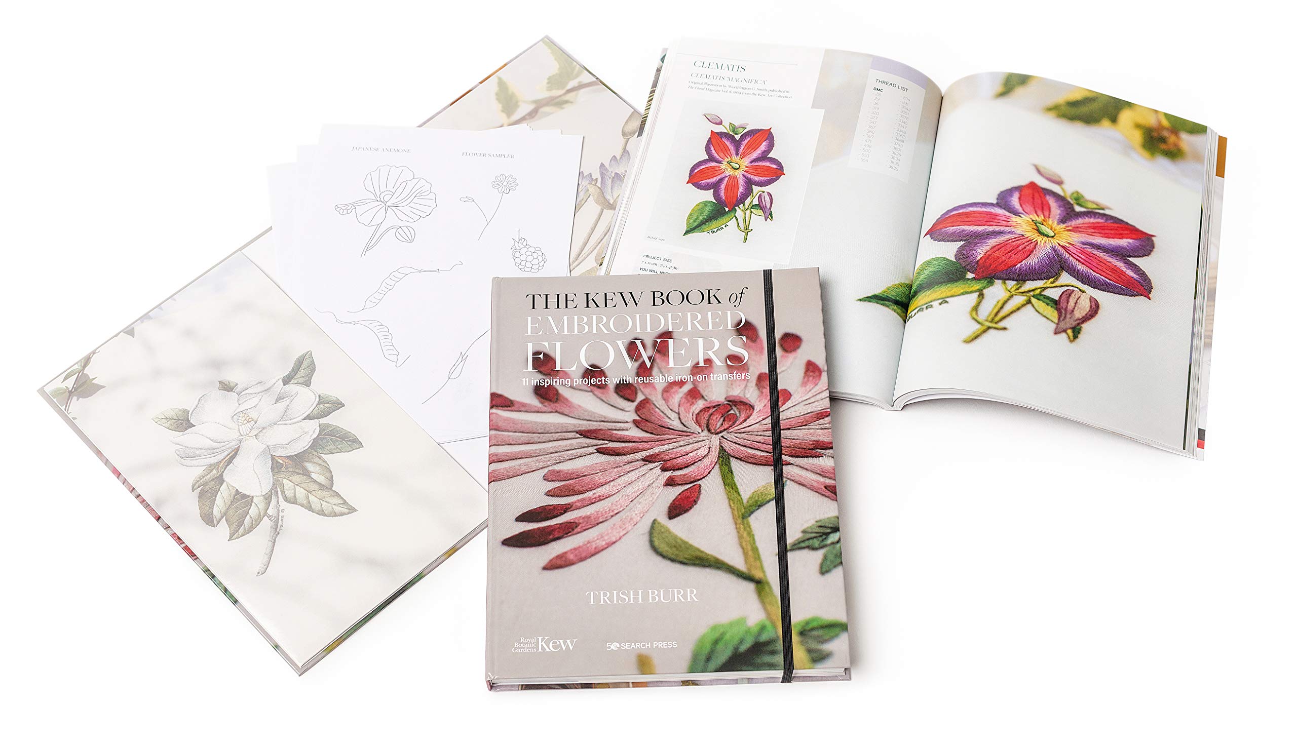 The Kew Book of Embroidered Flowers (Folder edition): 11 Inspiring Projects with Reusable Iron-on Transfers