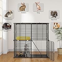 Vista 4 de YITAHOME Jaula para Gatos de Interior de 2 Niveles, Jaula para Gatitos, Corral Versátil DIY para Gatos, Animales Pequeños, para el Hogar, Viajes