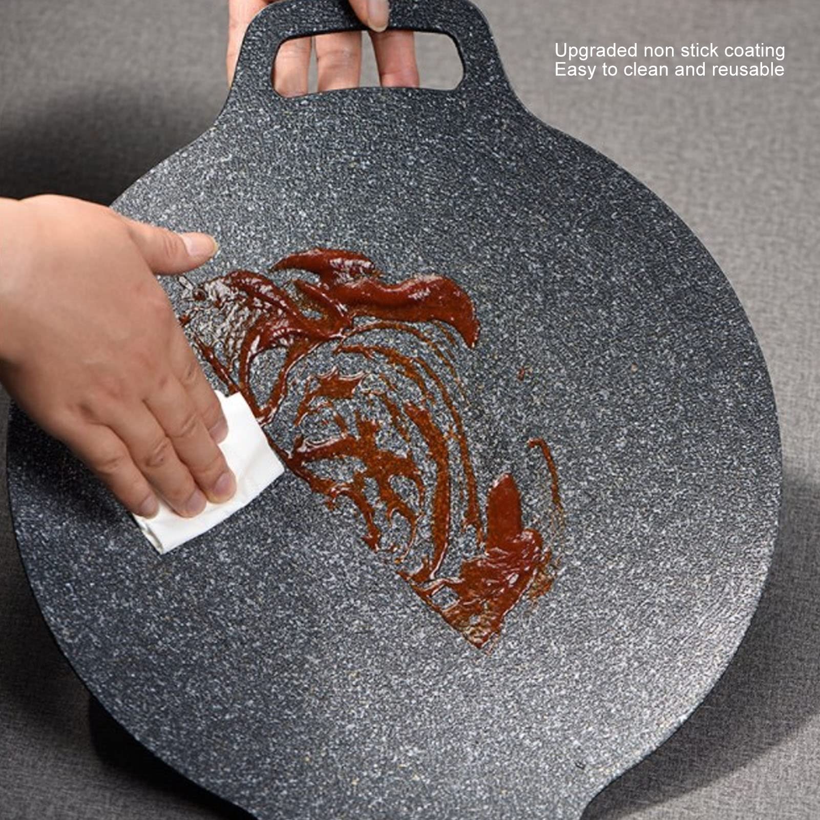Sartén Antiadherente de Piedra de Estilo Coreano, Plancha de Barbacoa de Gas de Aluminio Espesado para Cocinar Al Aire Libre, Perfecta para Carne y Verduras (38cm)