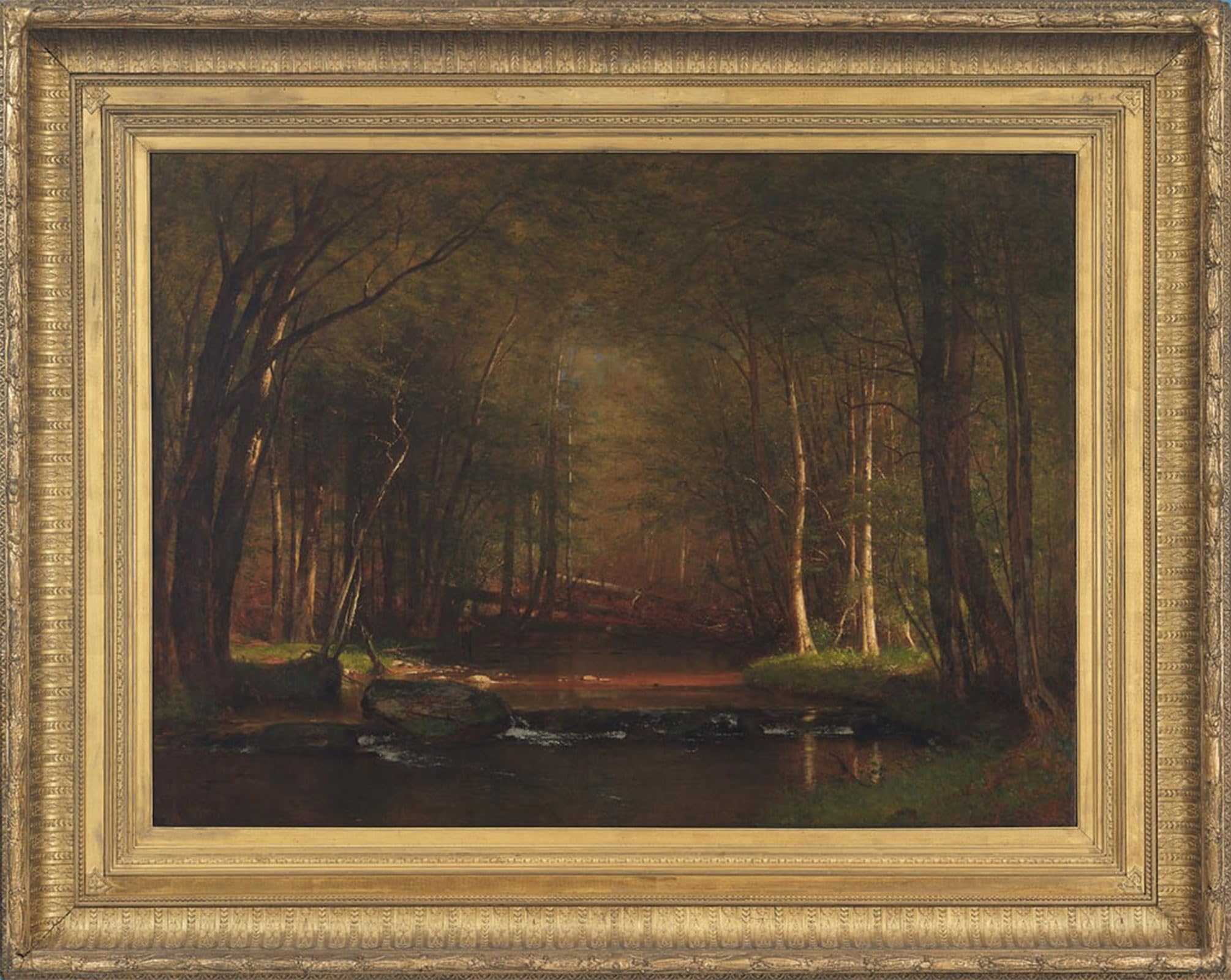 ARTXLXXBN Famous Painting Art Wall Decor Abstract Art Picture Trout Brook in the Catskills by Worthington Whittredge Animal Pictures for Home Decor 60x90cm