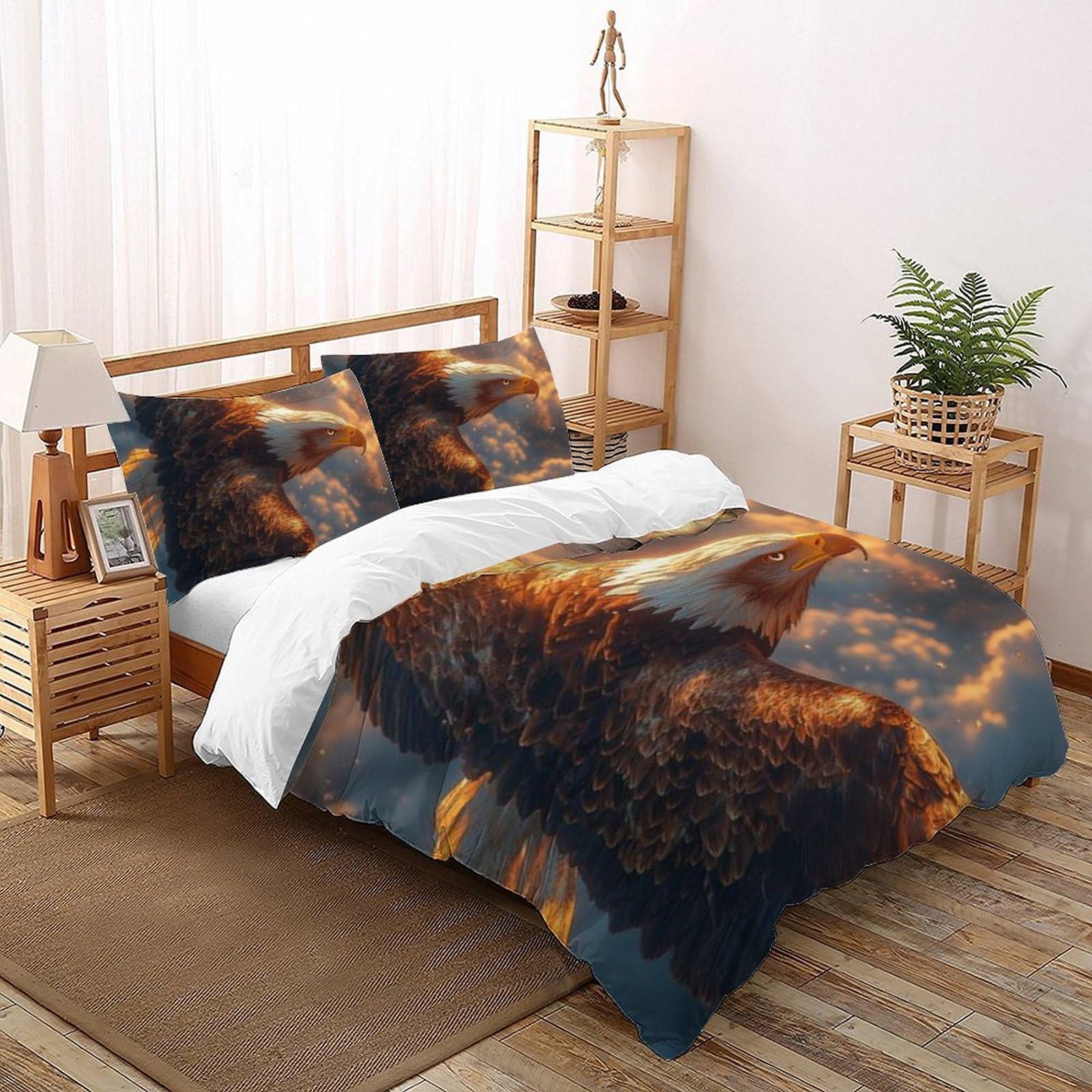 Oiseaux bedding microfibre avec housse de couette 220x240 et taies animaux imprimé