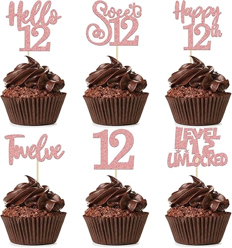 Miniatura 27 de 36 piezas de decoración para cupcakes de 10º cumpleaños con purpurina negra Hello 10 Ten Cupcake Picks Sweet 10 Double Digits Cake Decor for 10th