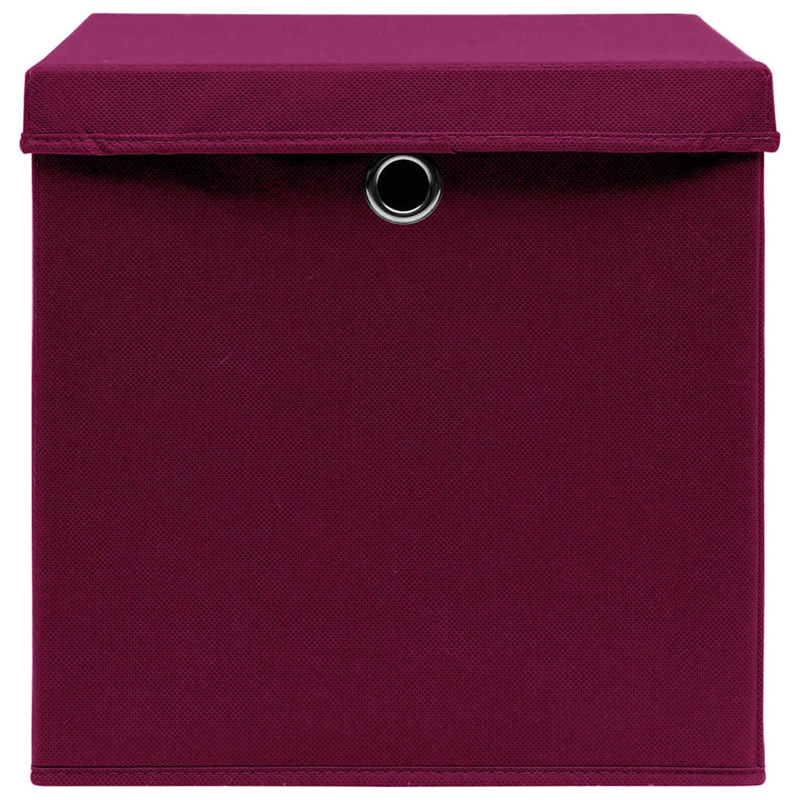 Tidyard Scatole Portaoggetti con Coperchi 4 Pezzi Rosso Scuro 32x32x32 cm Tessuto Non Tessuto, Contenitori Pieghevoli con Maniglia per Armadio Scaffale, Organizer per Casa 288342