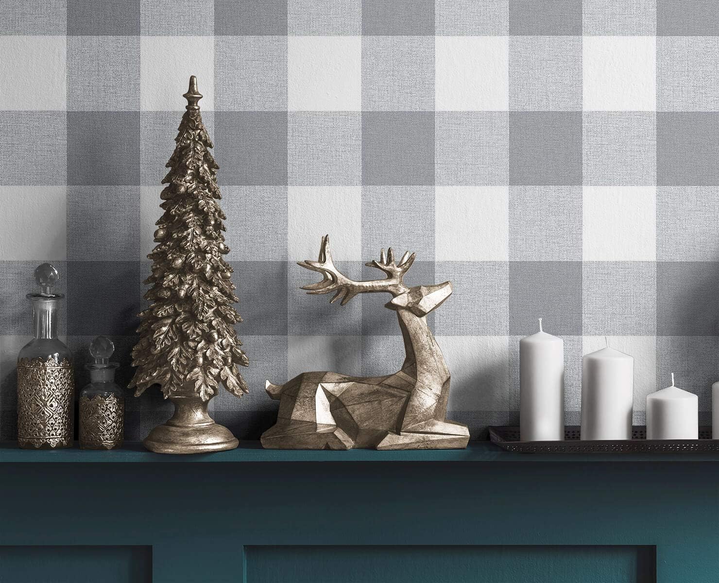 NextWall Picnic Plaid Peel and Stick Wallpaper (Gray & White)