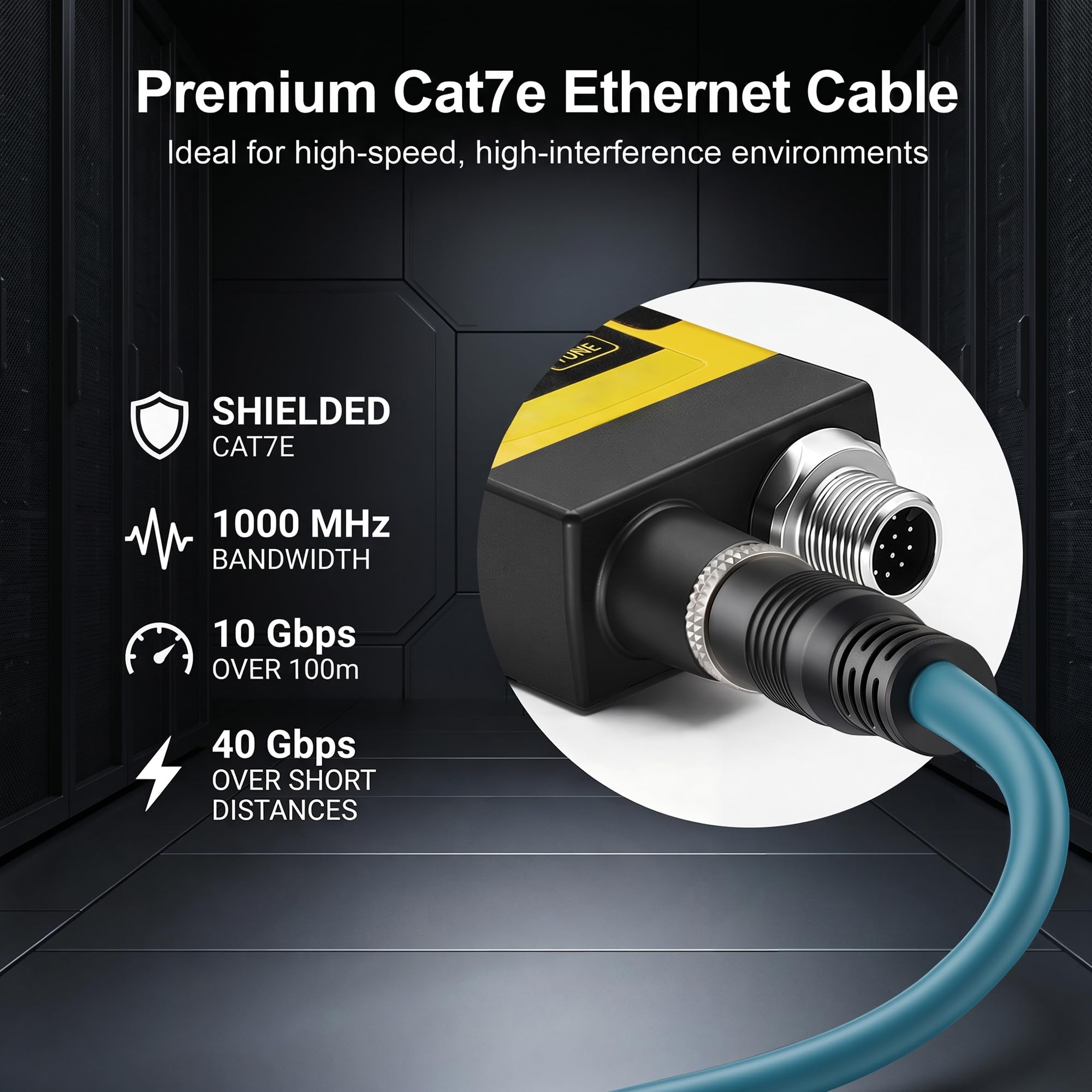Cavo Ethernet M12, codice X, Cat6, 8 posizioni, ad alta flessibilità, per reti industriali Gigabit Ethernet per applicazioni industriali (8 m)