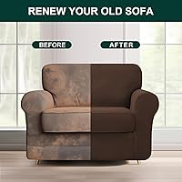 Vista 288 de CHUN YI - Funda elástica para sofá (7 piezas), funda para sofá de 3 plazas con tres respaldos y cojines separados con banda elástica, tela jacquard