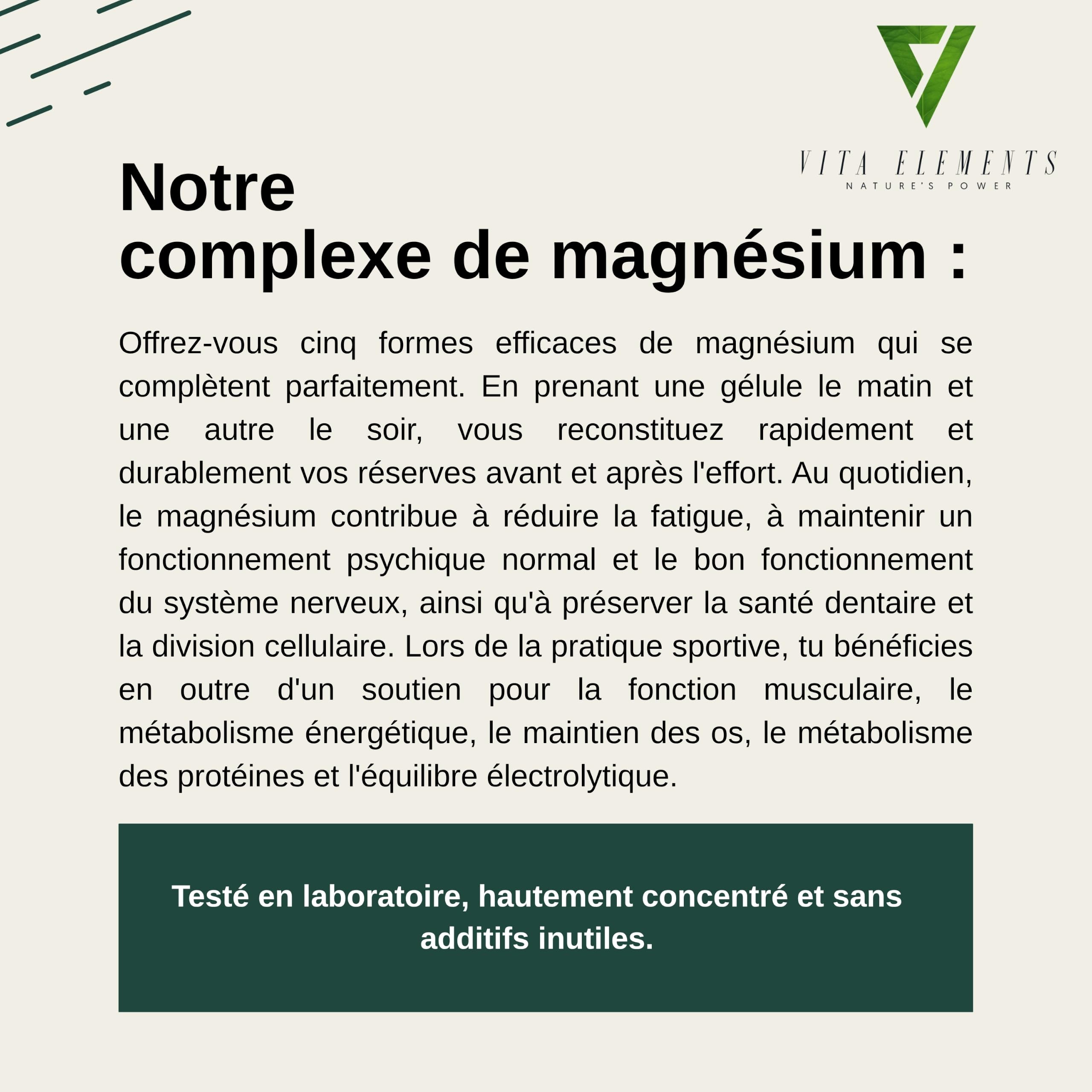 Vita Elements Complexe Magnésium - 180 gélules - 400 mg - Lot de 3