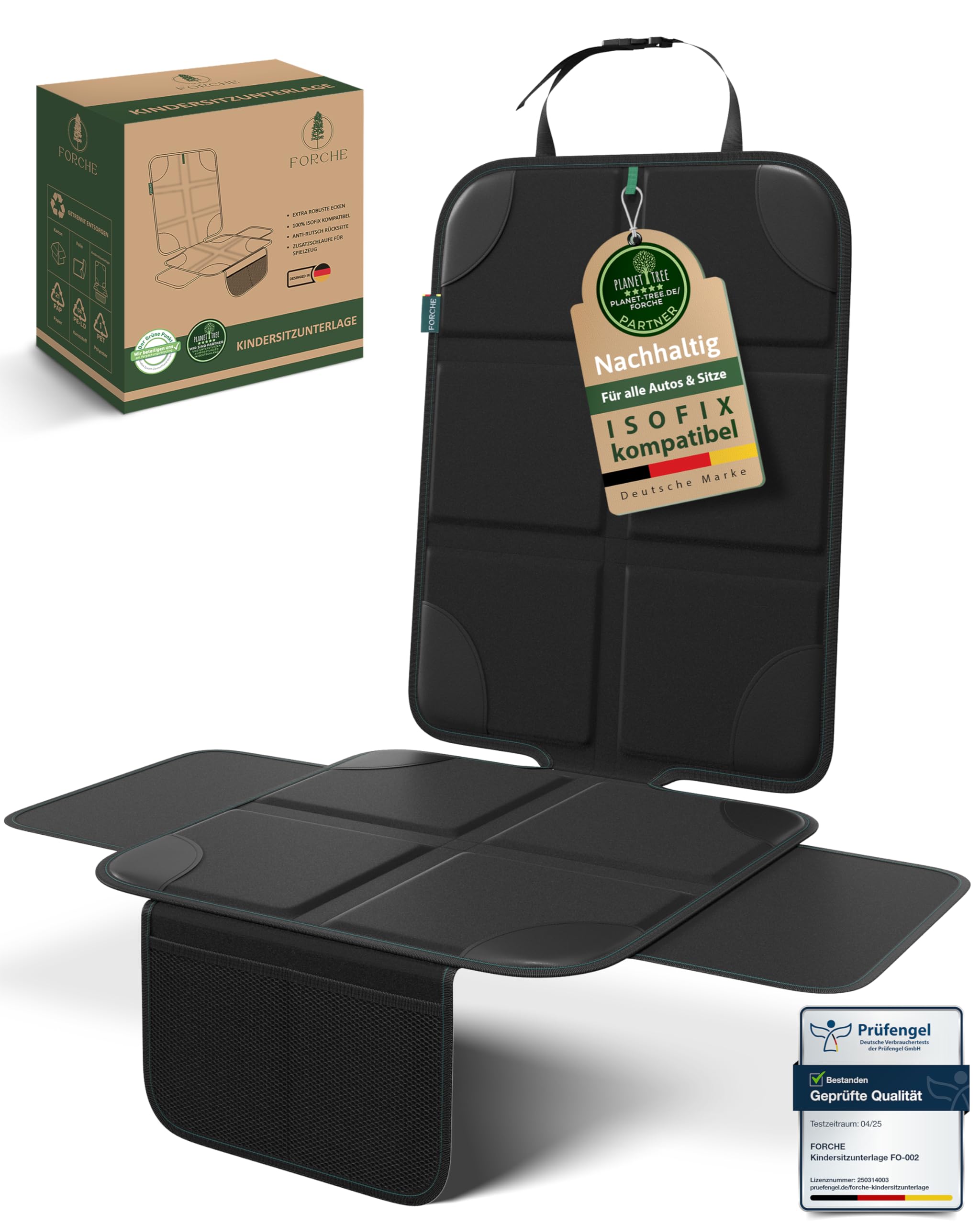 Forche® Kindersitzunterlage – Rutschfester Autositzschoner, Wasserabweisende Autositzauflage, ISOFIX geeignet