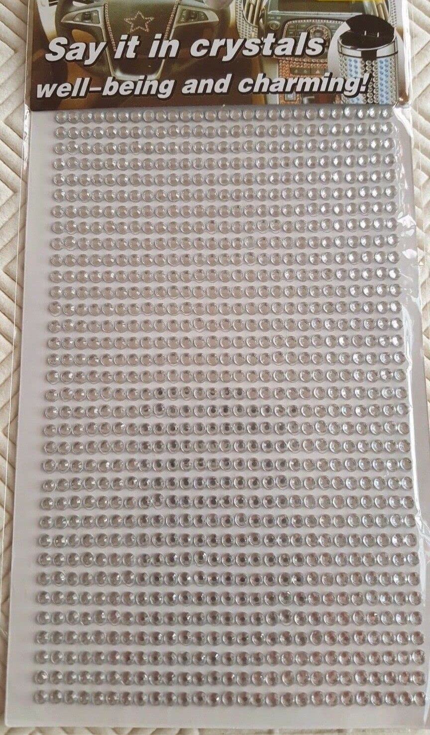 TRTO 1Pcs Self Adhesive Stick On Diamonte Clear Gems Crystal Rhinestone Diamantes Easy to Use