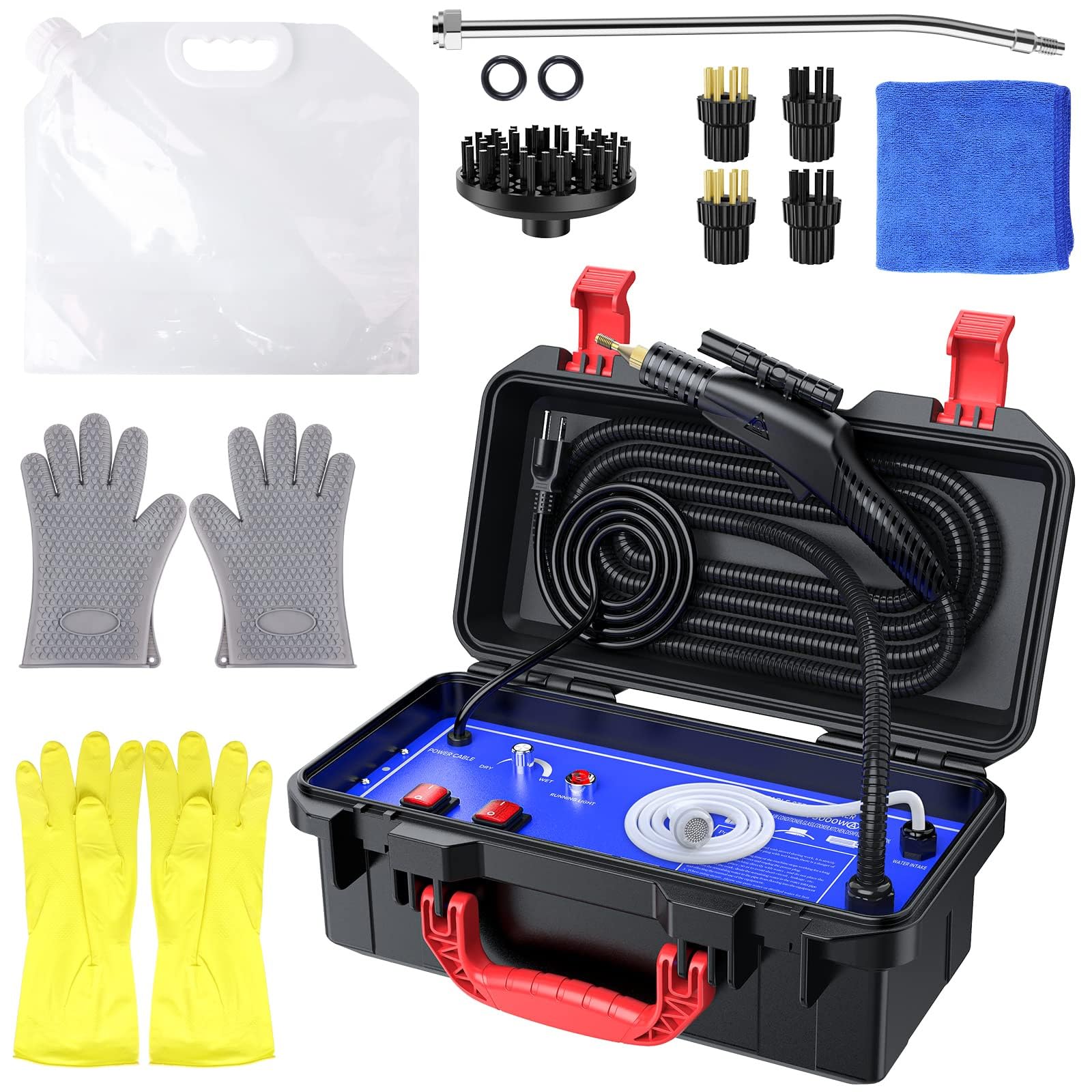 Pulitore a vapore portatile da 1700 W per la pulizia delle piastrelle della malta, pulitore a vapore portatile per uso domestico, cucina, bagno, per mobili da cucina, bagno, auto