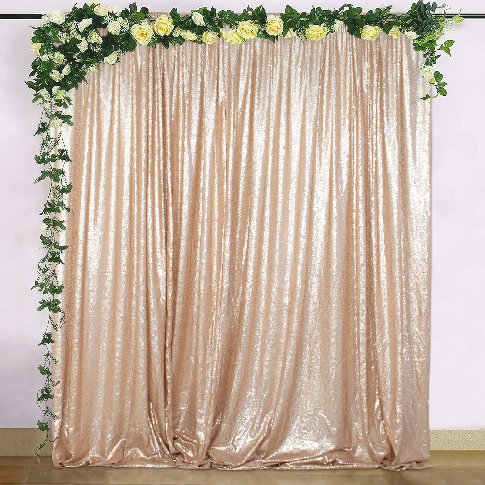 ShinyBeauty PHOTOBOOTH Background Best Choice-7FTx7FT-Champagne-Sequin Photography Backdrop Curtains for Wedding