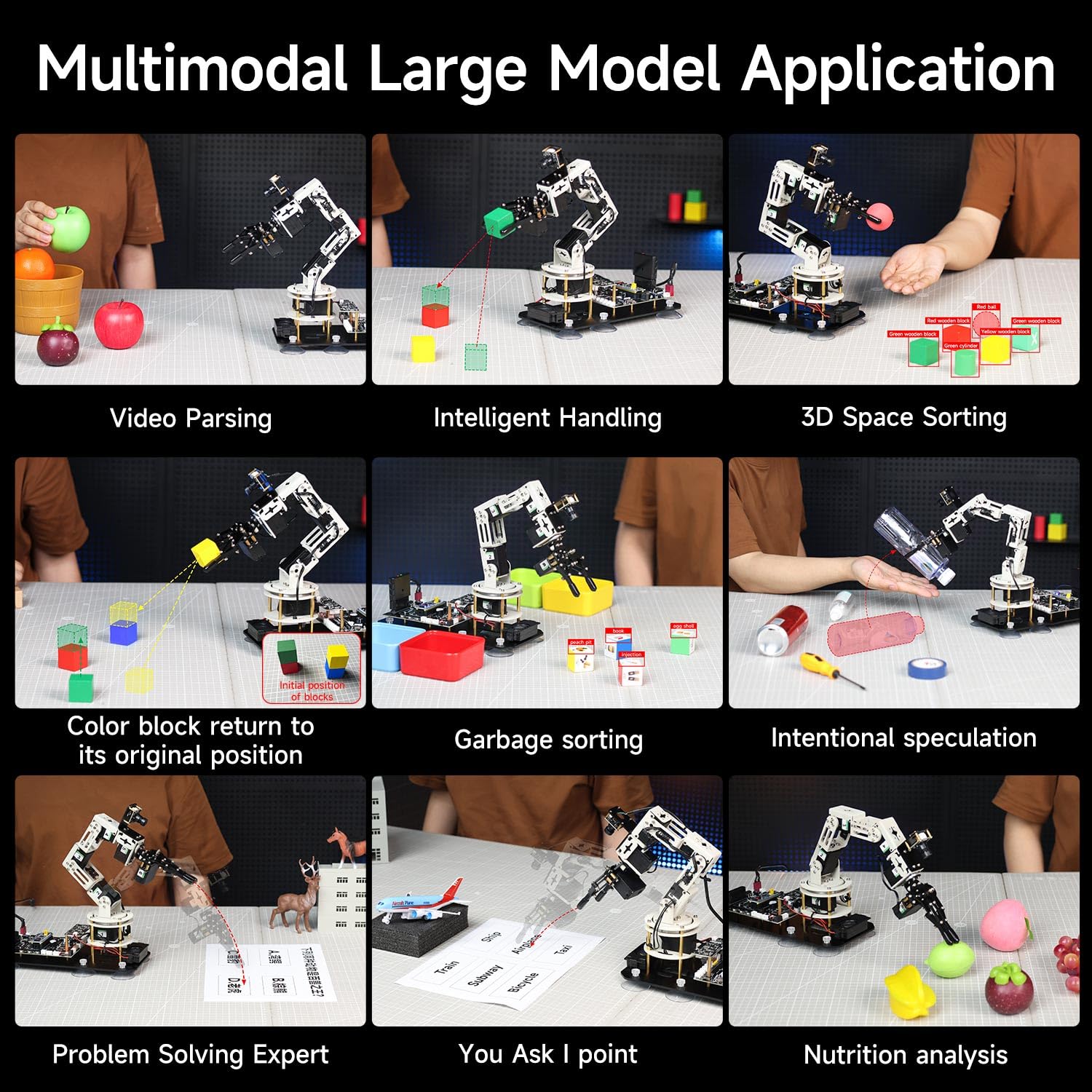 Yahboom ROS2 Robotic Arm Embodied Intelligence, 3D Spatial Recognition, Virtual Machine PC Control, AI Large Model Voice Module (Superior Kit)