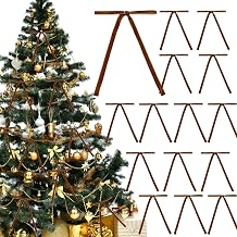 Yanmucy Velvet Christmas Tree Bows, 24Pcs Sequins Ribbon Bows for Christmas Tree Decorations Burgundy Bows for Christmas Wreath Decor,Gift Wrapping, Party, Staircase 5 * 7 inch Brown