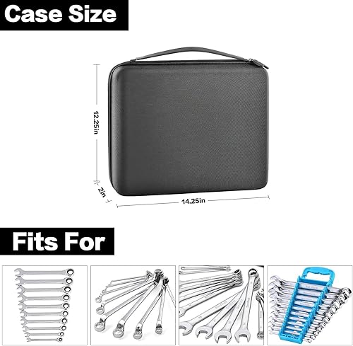 Miniatura 5 de Estuche organizador de llaves para juego de llaves métricas y SAE 19 juegos de llaves de trinquete combinadas bolsa de almacenamiento de