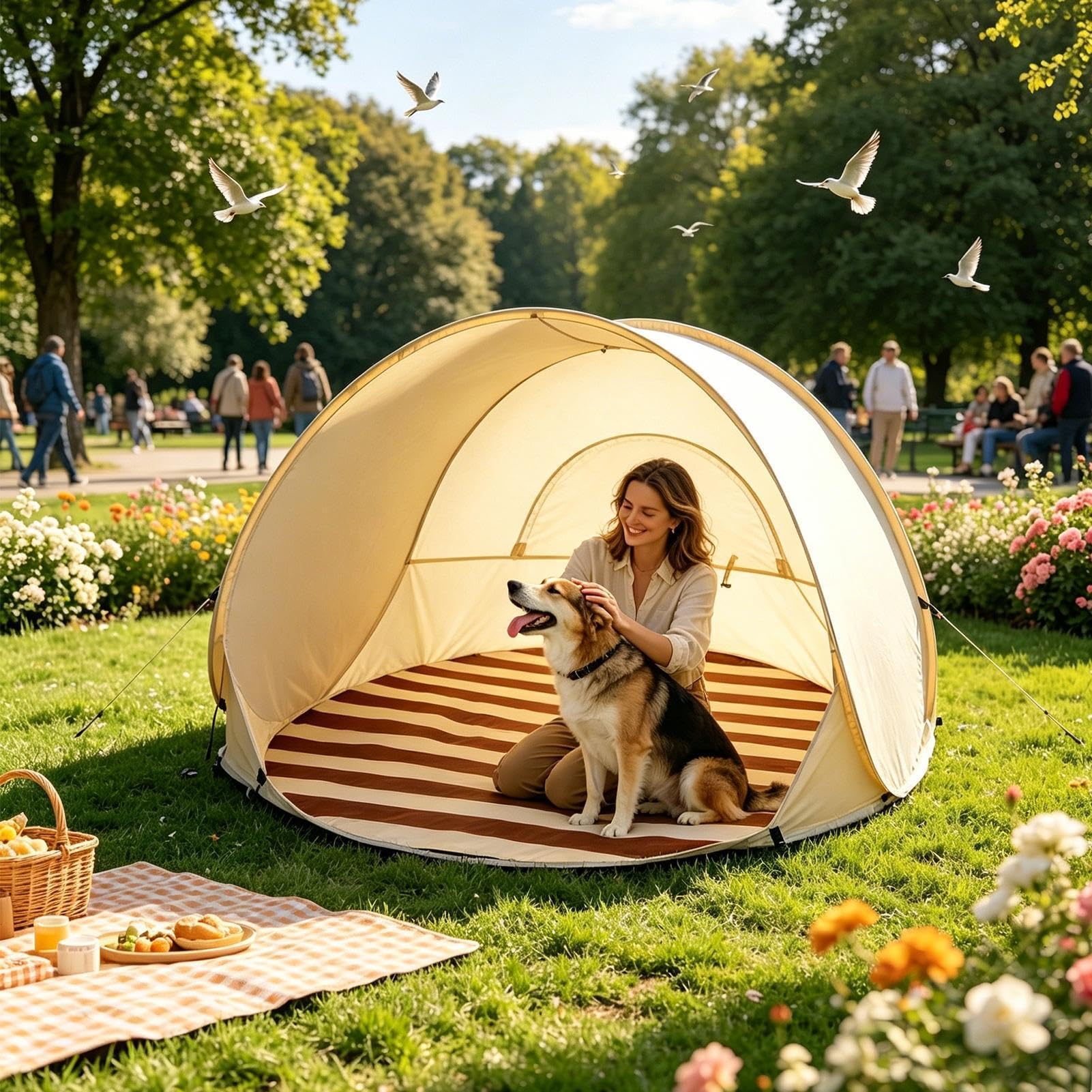 Sun Shade Tent - UV Protective | Automatic Beach Shelter with Net