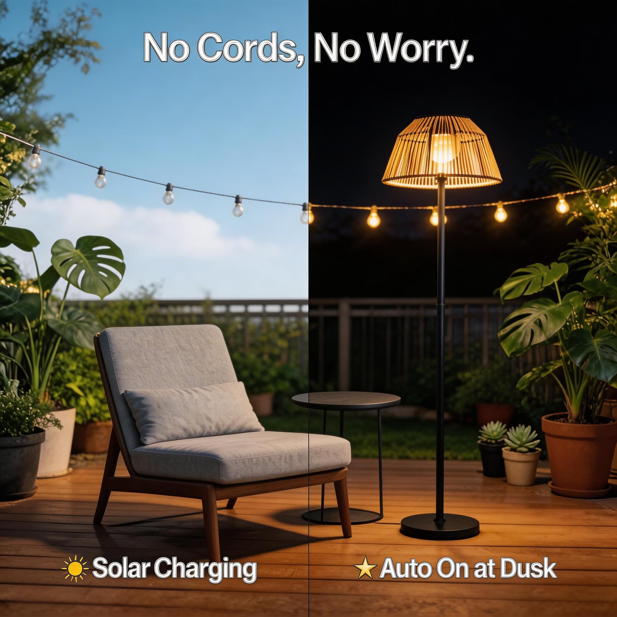 Portacandela a vento boho, decorazione per esterni, in rattan solare, con paralume in tessuto, facile da montare senza attrezzi, per balcone, terrazza, giardino, decorazione