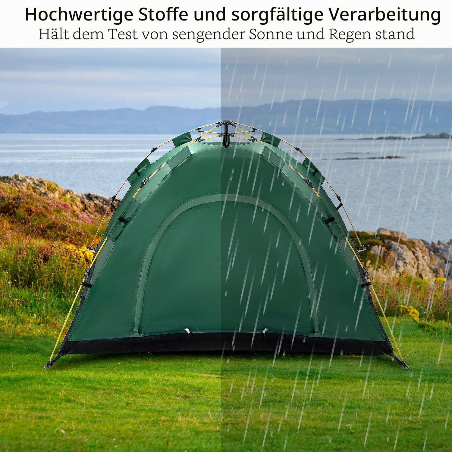 QWORK® Automatisches Pop-up-Zelt für 1–2 Personen, Sonnenschutz & Wasserdicht, Einfacher Aufbau für Angeln, Camping, Wandern & Strand