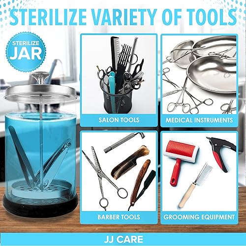 Miniatura 5 de JJ CARE Tarro desinfectante (21 onzas) – Tarro desinfectante de peluquero, recipiente desinfectante con colador extraíble de acero inoxidable y tapa