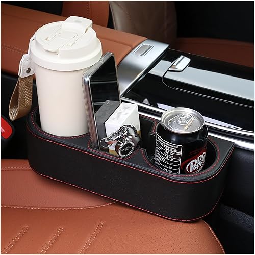 Portavasos extra para llenar huecos de asiento de automóvil, organizador de cuero multifuncional y soporte de almacenamiento para bebidas para