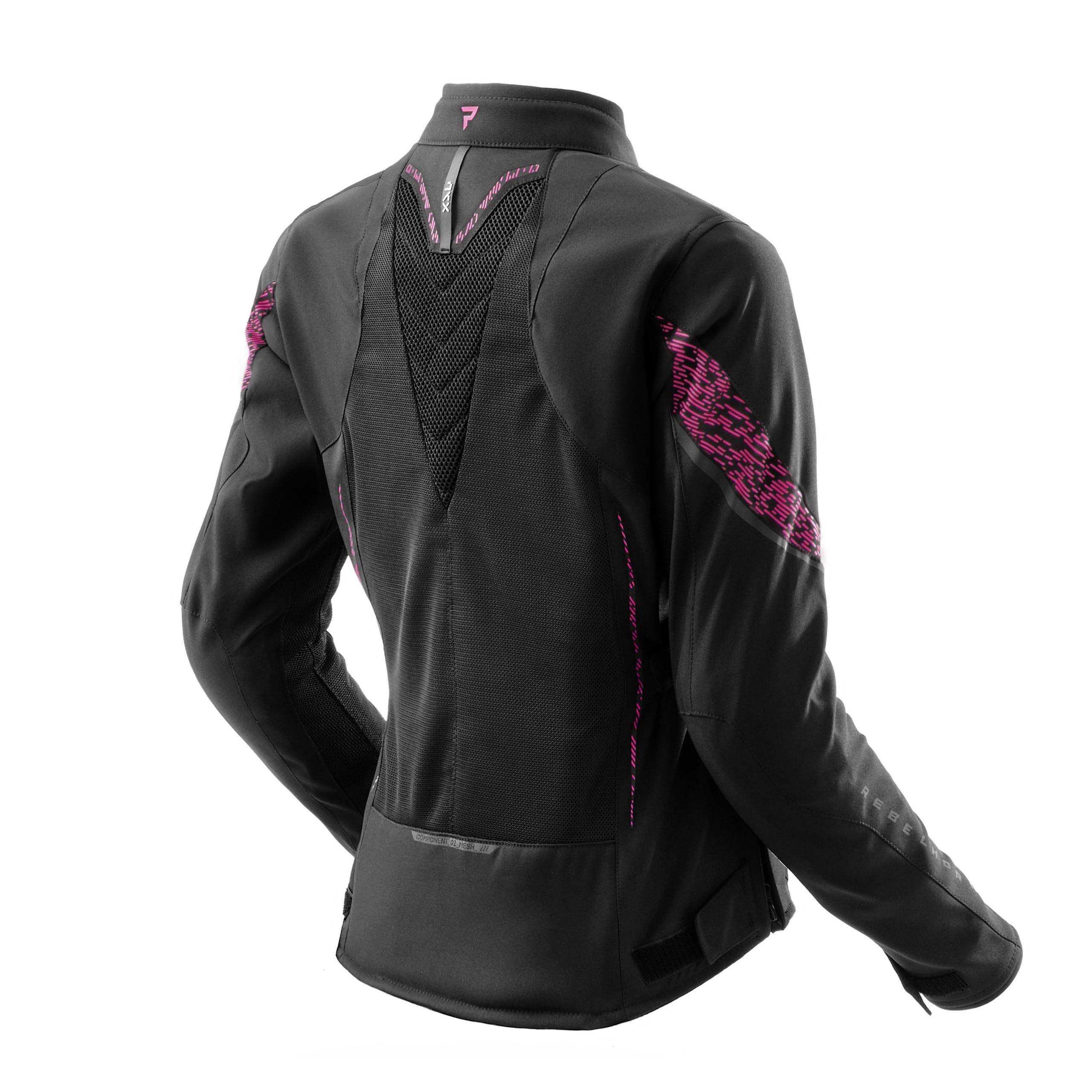 REBELHORN Jax Lady Motorradjacke Damen | Textil | Ellbogen, Schulter und Rückenprotektor Stufe 2 | Abnehmbar Humax Membran | Große Mesh Belüftungspaneele | Größen bis 10XL