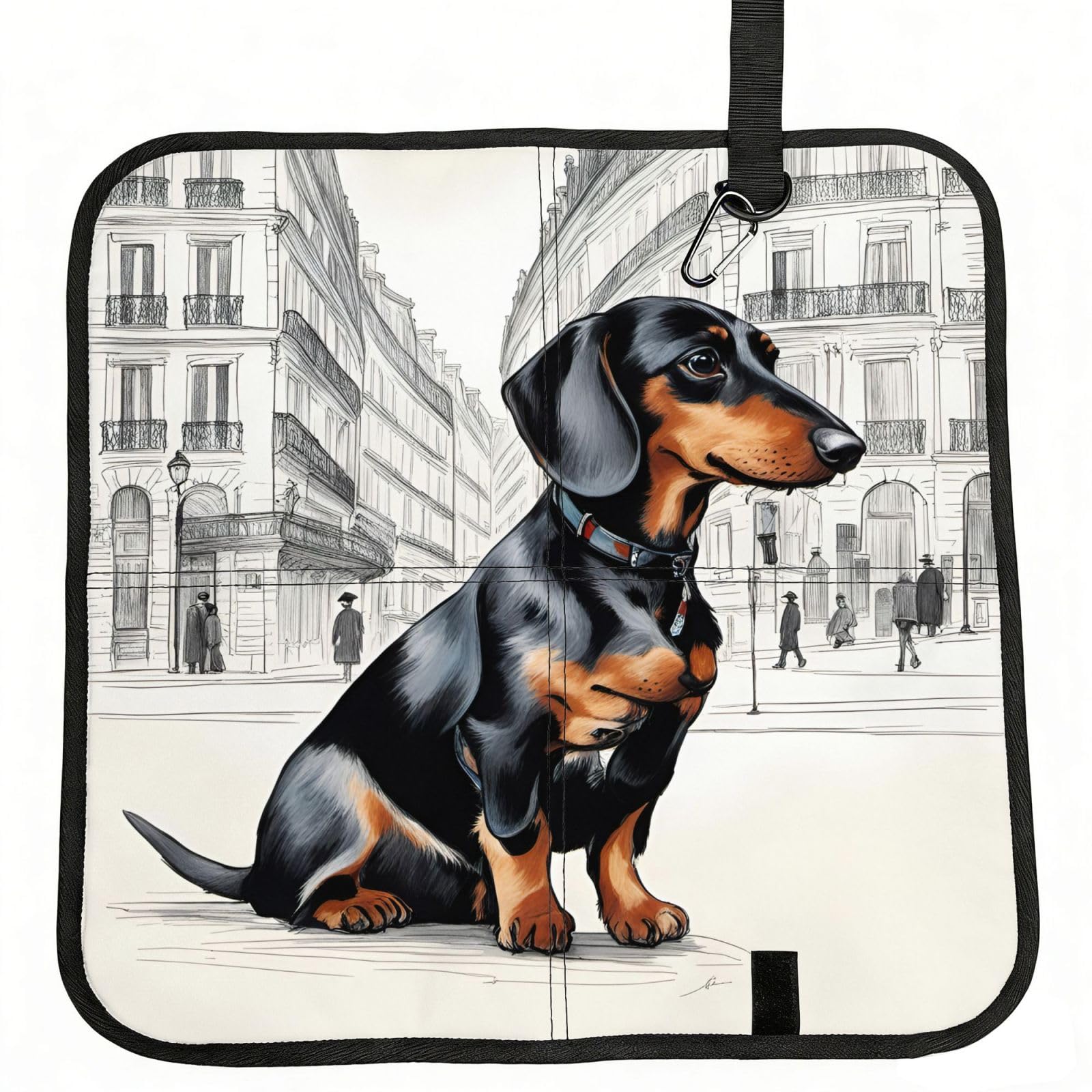 AYYQWE Parisian Dachshund Print Foldable Seat Cushion Portable Chair Pad Office Commuting Picnic Camping Outdoor