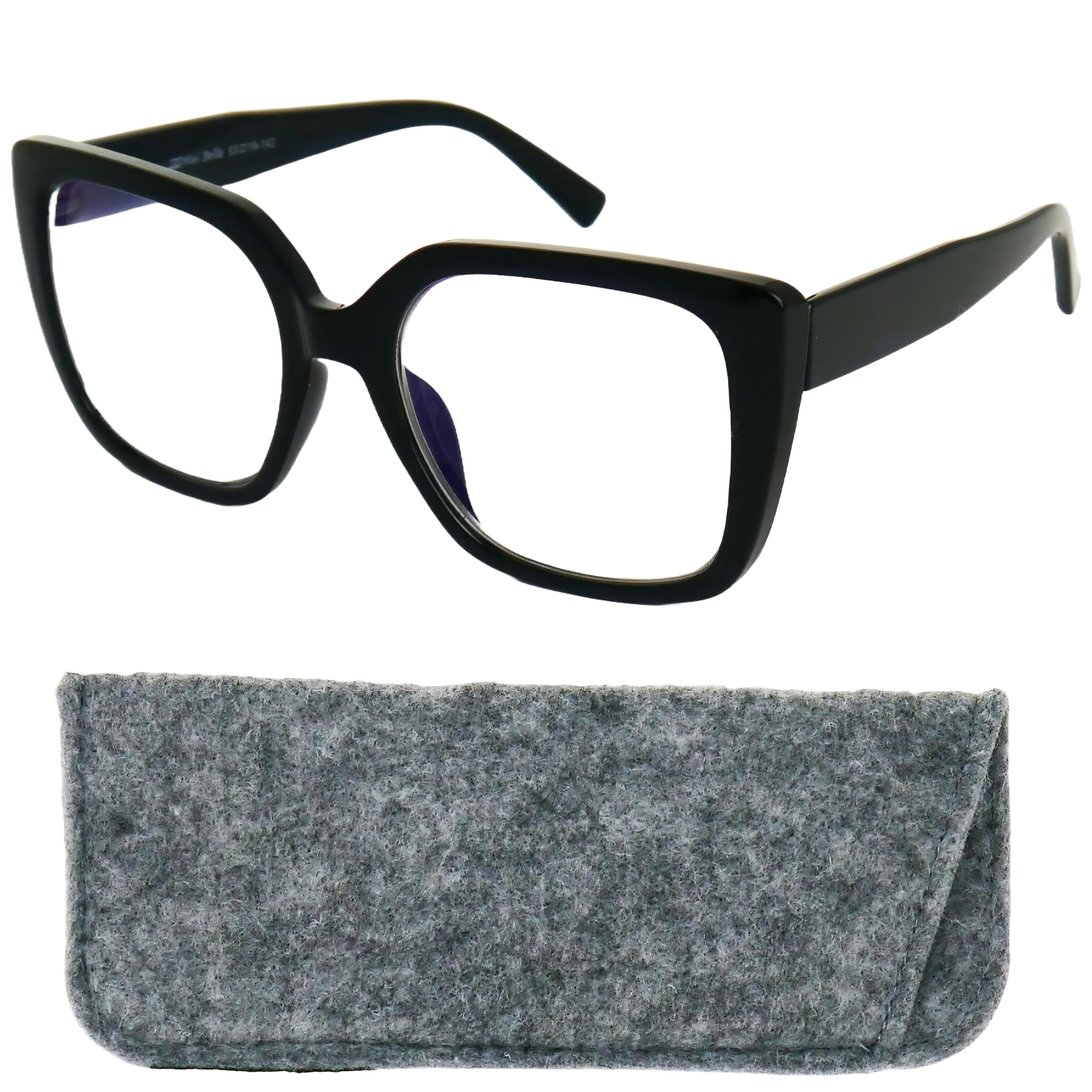 Mini Brille Gafas de Lectura Retro y Grandes Lentes Estilo Mariposa, Funda Inclus, Oversize Montura Gruesa el Plástico, Modernas Gafas Para Leer Mujer