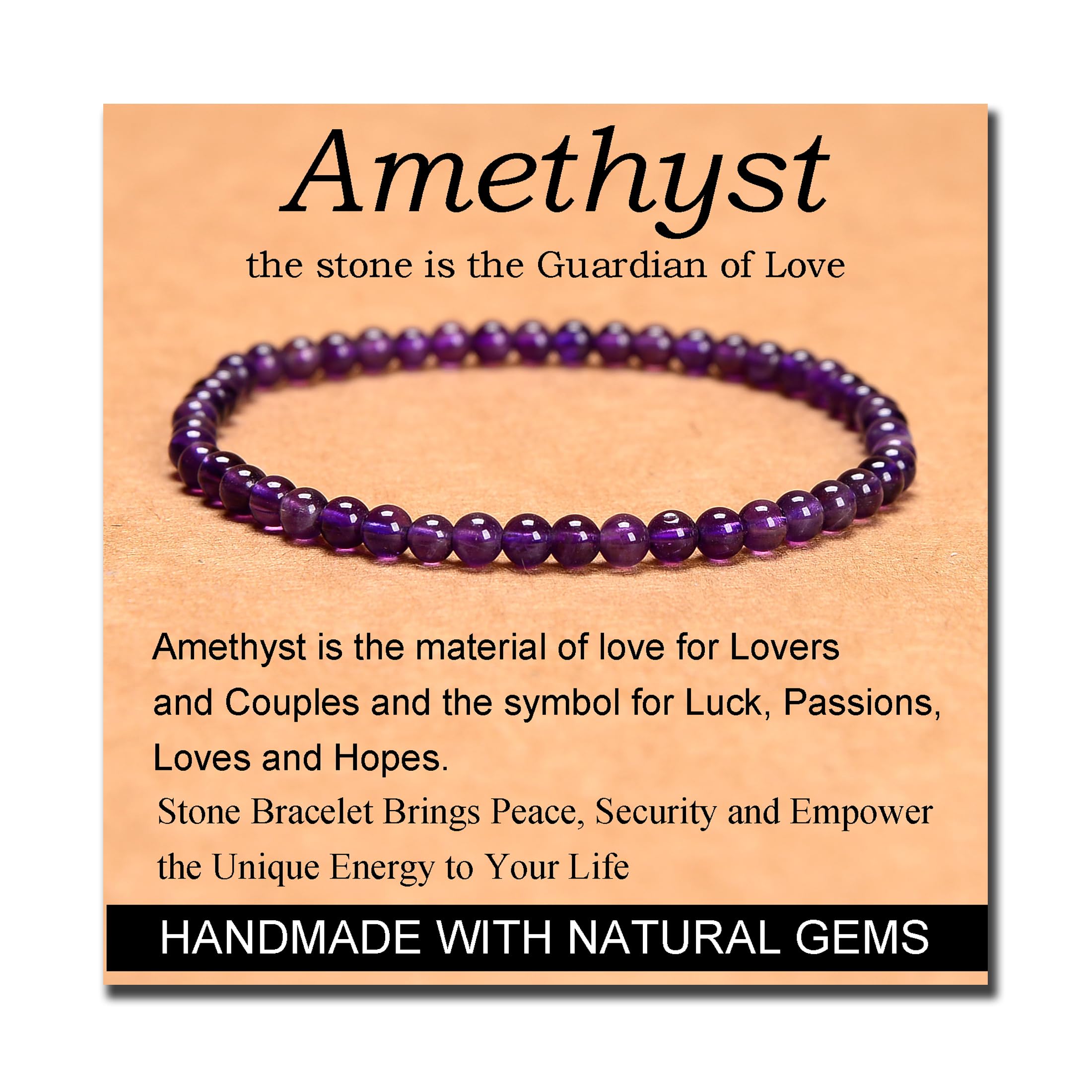 Photo 1 of MASSIVE BEADS Amethyst Stretch Bracelet 4mm