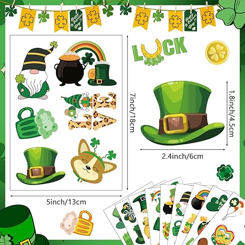 Miniatura 3 de MARFOREVER 200 calcomanías del día de San Patricio para niños, decoraciones de trébol, calcomanías de trébol de la suerte irlandesa, calcomanías de