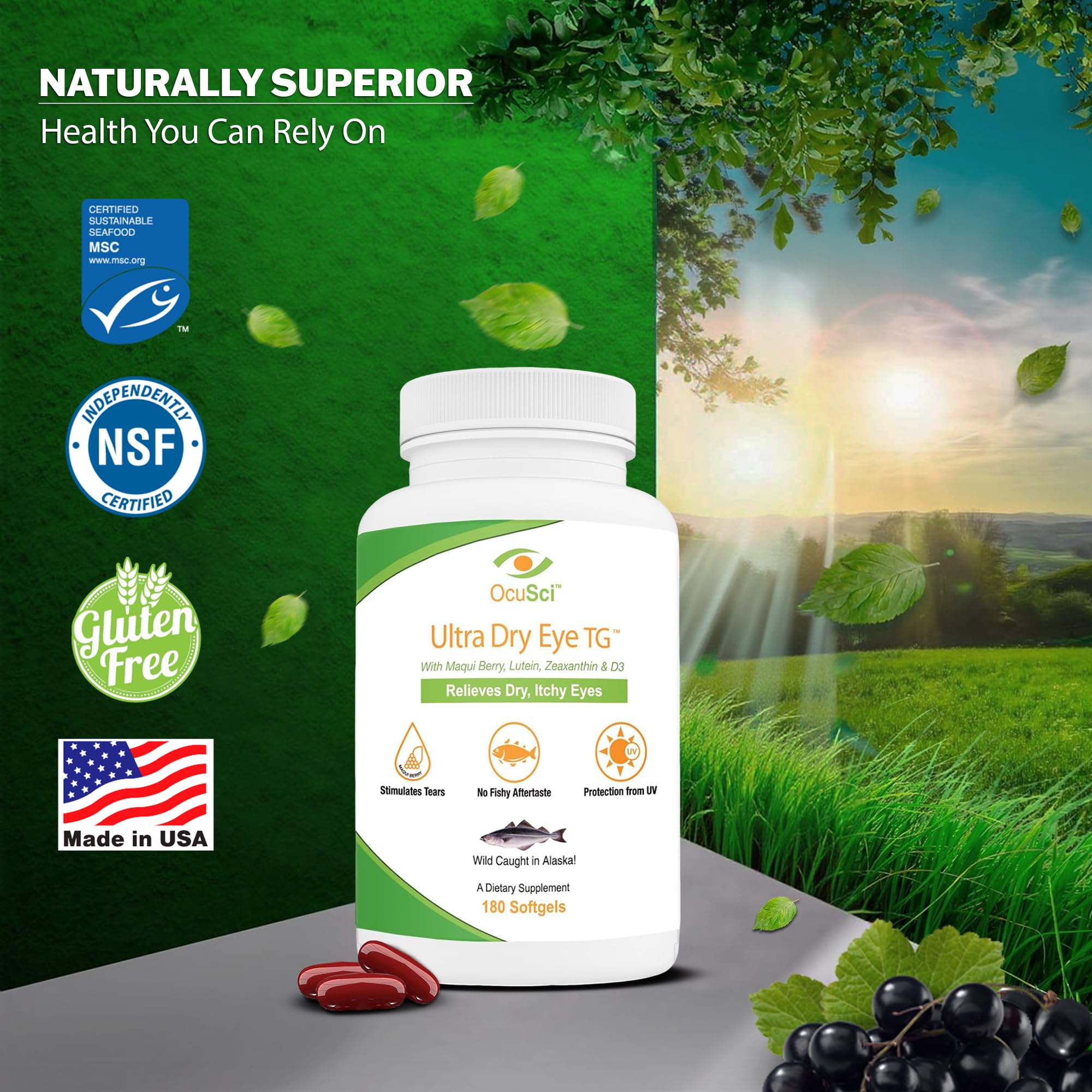 Formulated to Help Relieve Dry, Itchy Eyes - 1700mg Triglyceride Omega-3 + EPA & DHA, Lutein,Zeaxanthin, B12, D3-60 Servings (Ultra Dry Eye, UDETG - 2 Month) — Amazon image 6