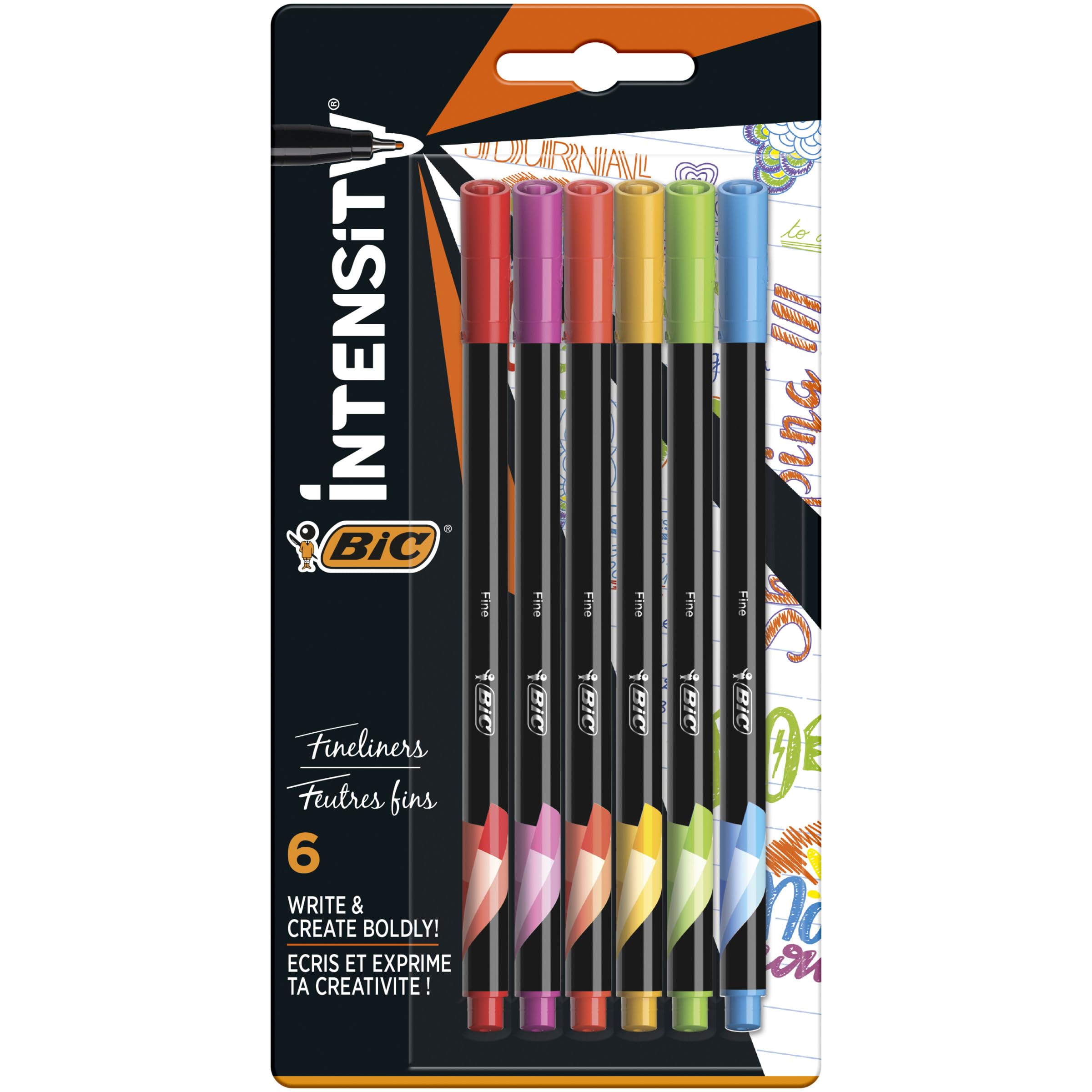 Intensity Fine Felt Tip Pens - Assorted Pastel Colours, Pack of 6