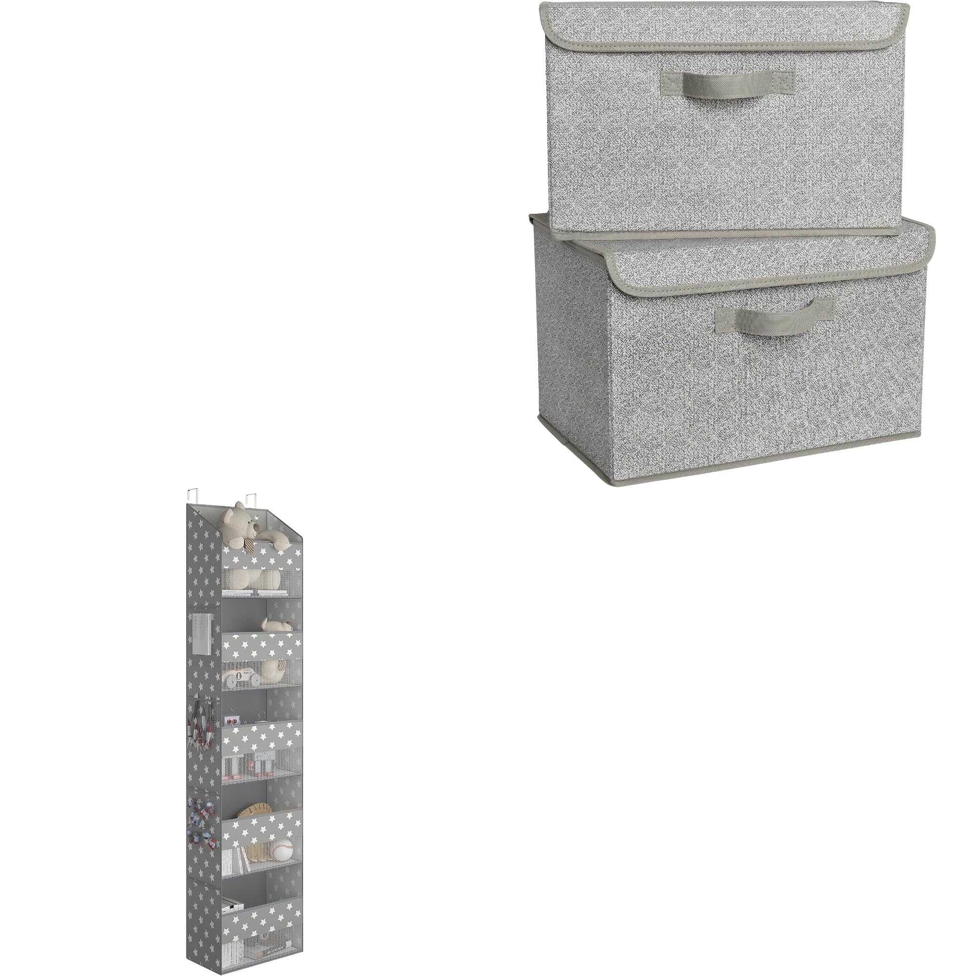 GRANNY SAYS Set di Portaoggetti da Appendere con 5 Tasche e Scatole Portaoggetti con Coperchio