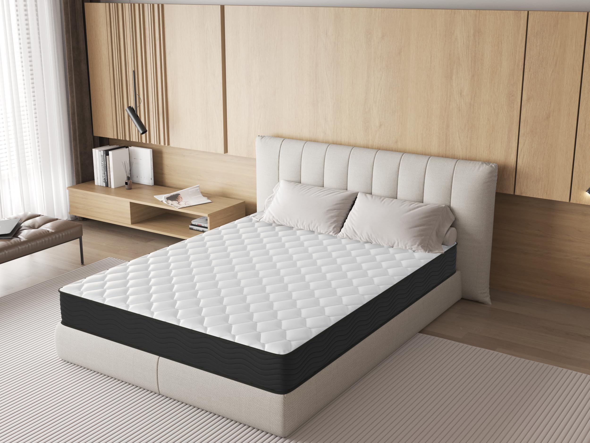 Matelas 140x190CM - Epaisseur 24CM - Matelas Mousse pour 2 Personnel - Moelleux,Confortable,Respirant (140x190x24CM)