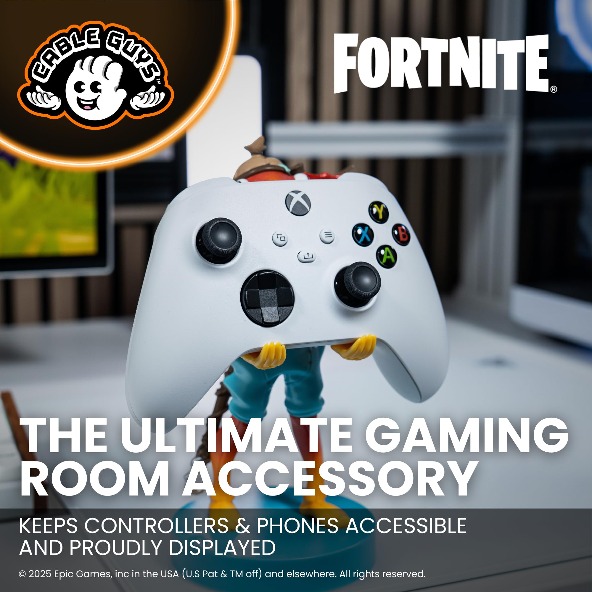 Cableguys Fortnite Fishsticks Soporte Mando y Movil - Figuras Soporte para movil y Mando, Compatible con Xbox, PlayStation y la mayoría de mandos estándar, Accesorios Escritorio para Setup Gaming