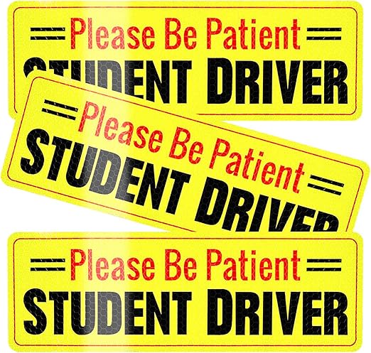 SINGARO Student Driver Magnet - Please Be Patient, Magnetic Sign, 3Pcs Reflective Novice Sticker, New Driver Decal, Removable Exterior Car Accessories