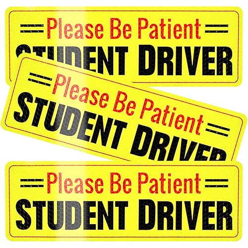 SINGARO Student Driver Sticker for Car, 3pcs Reflective Student Driver Bumper Sticker, Car Exterior Accessories, New Driver Vehicle Safety Signs
