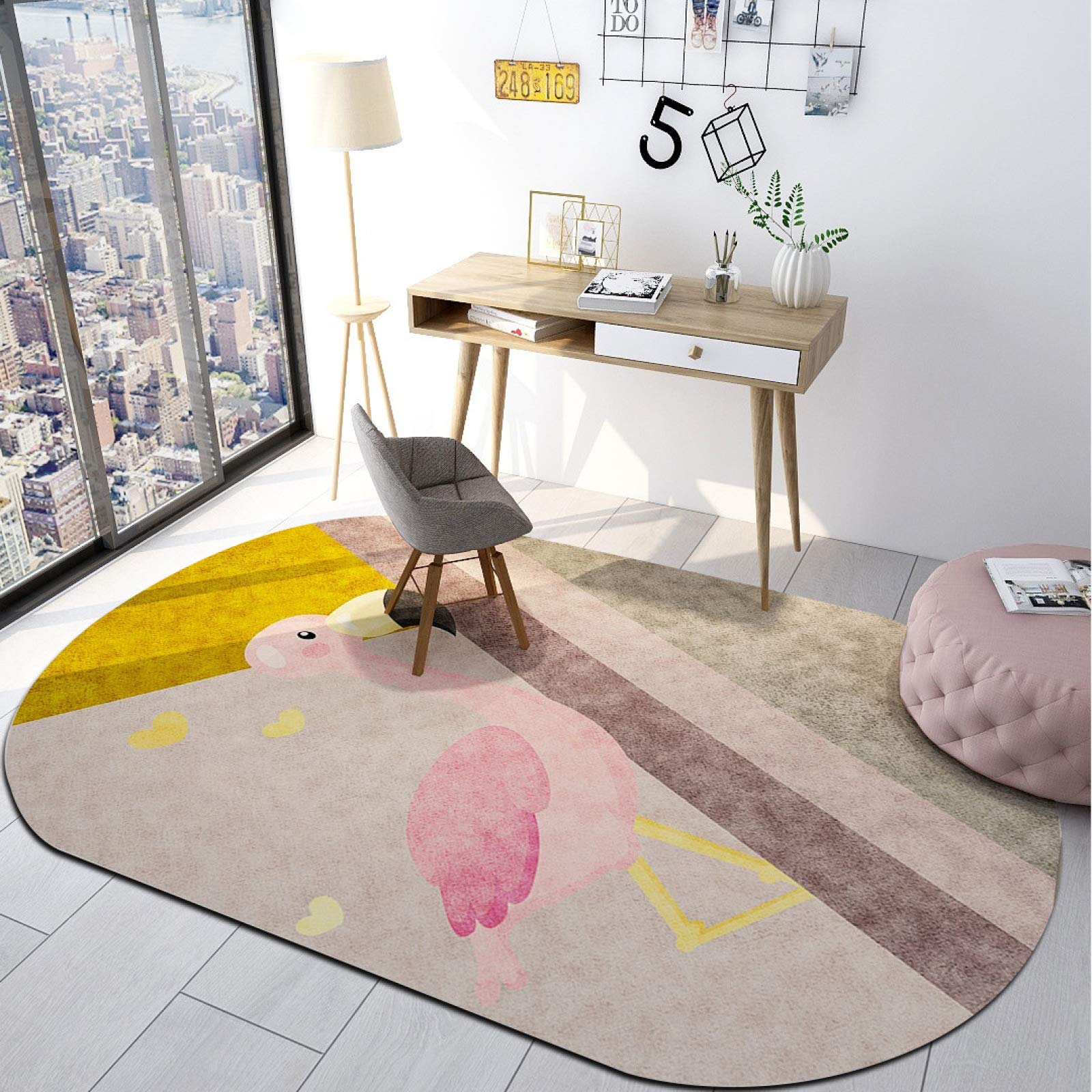 Grand tapis rond moderne géométrique 200x300 cm salon SN HUIPENG