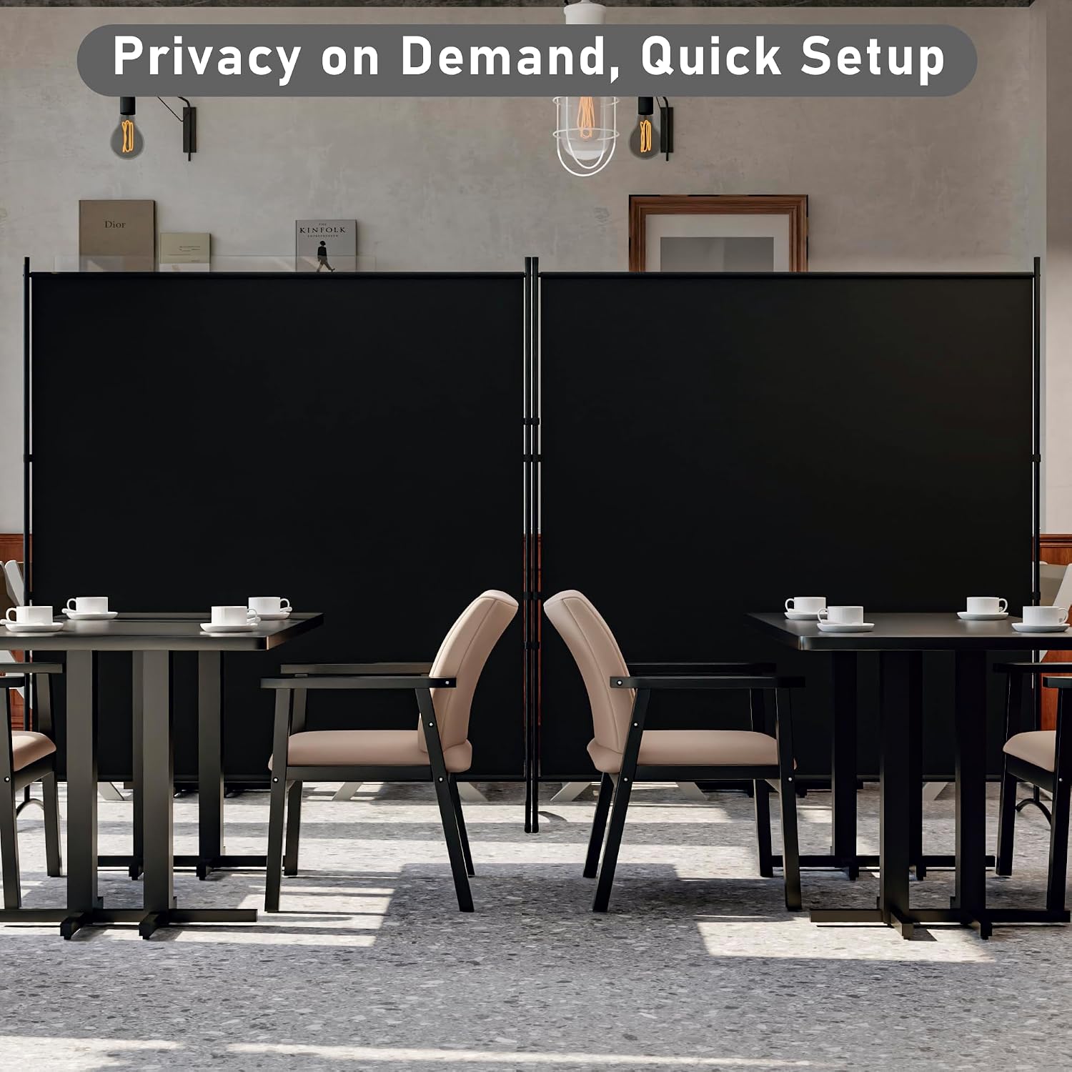 Size 126''W x 71''H Room Divider Size 126''W x 71''H Large 2 Panel Privacy Screen for Room Partitions, Portable Room Divider Screen for Room Separtion, Freestanding Fabric Wall Divider for Office, School, Room Separ