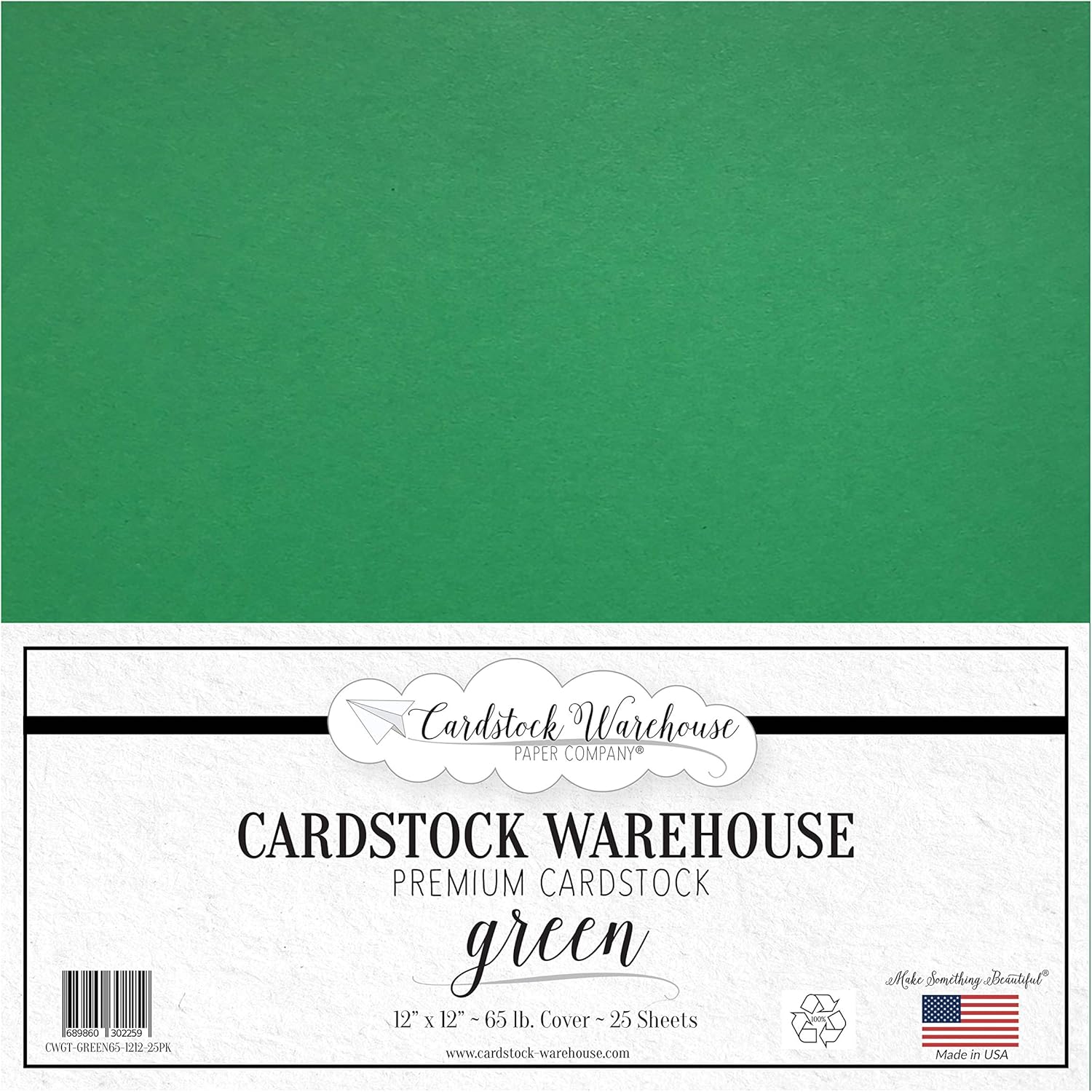 Green Cardstock Paper 12 x 12 inch 65 lb. 25 Sheets 100 Recycled Cover from Cardstock