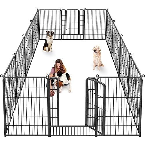 Dog Playpen Outdoor, 40 inch Dog Fence Outdoor for Yard Indoor Dog Pen with Door for Large/Medium/Small Dogs 14 Panels Pet Playpen Anti-Rust Pet Fence Portable Dog Fence for RV Camping, Yard