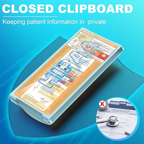 Miniatura 7 de Cooperwin Portapapeles de enfermería triple plegable, 3 capas de aluminio para enfermeras con edición de enfermería, hojas de trucos, tamaño de