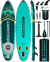 Vista 13 de MYBOAT Tabla de remo inflable extra ancha de 11 pies y 6 pulgadas x 34 pulgadas x 6 pulgadas, tabla de remo de pie para pesca, tabla de sup con 3