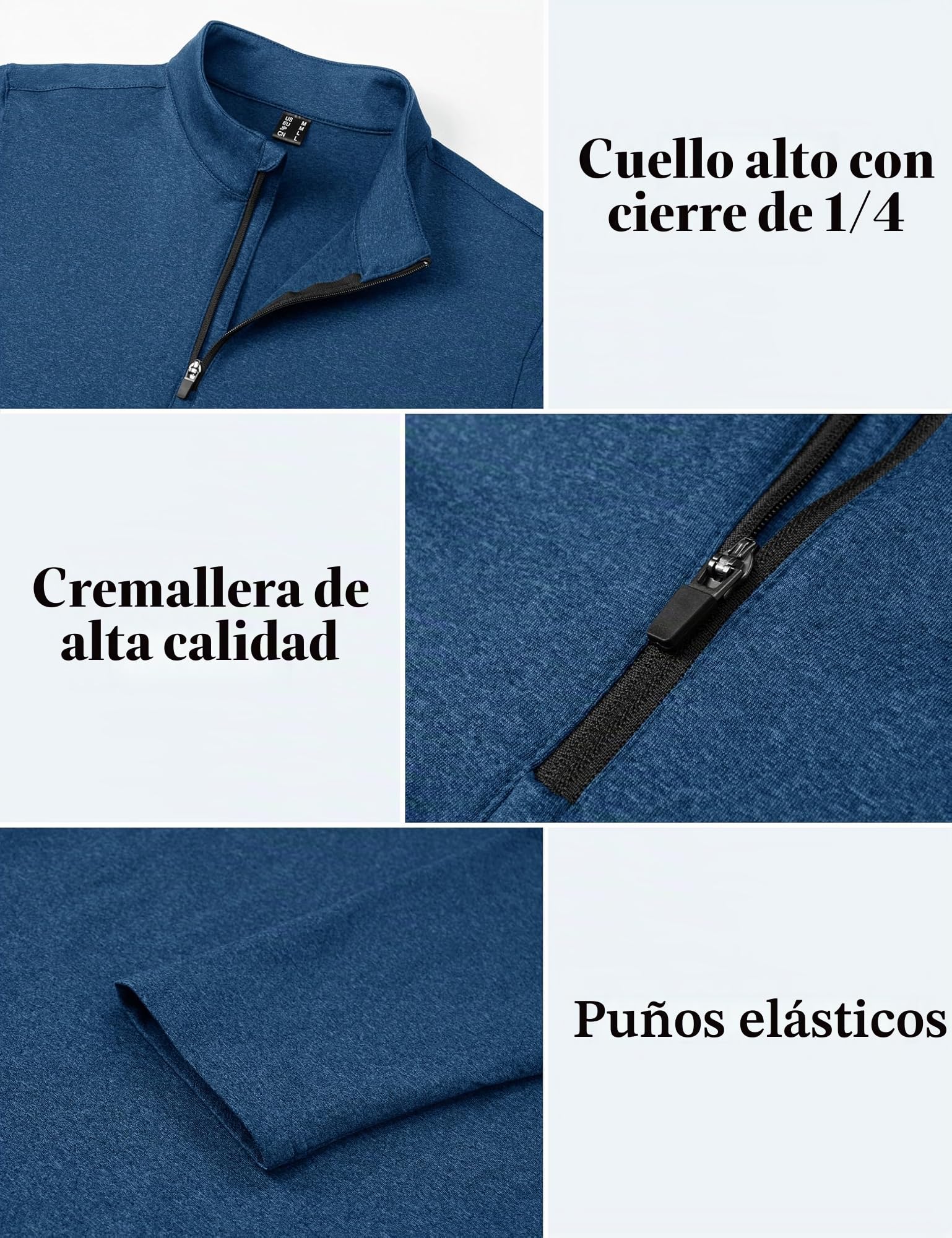 KEFITEVD Sudadera de forro polar para hombre, manga larga, cálida, transpirable, para esquí, ciclismo, azul oscuro, XL