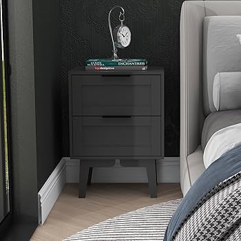 ★NEMUA☆ Sandhurst 2-Drawer Nightstand – Black – Meva