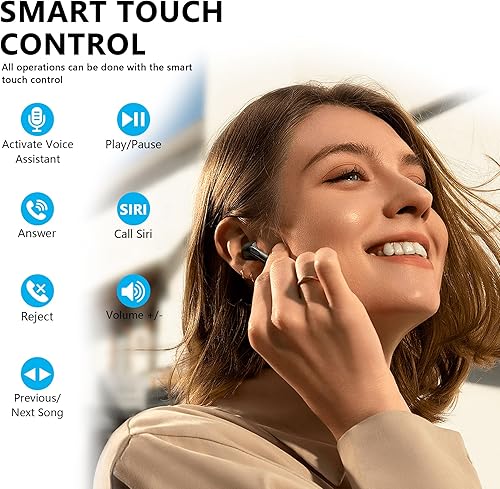 Miniatura 3 de CERRXIAN Auriculares, auriculares rojos con estuche de carga LED, estéreo de alta fidelidad para iOSAndroid, juegos, correr, fitness, trabajo (rojo)