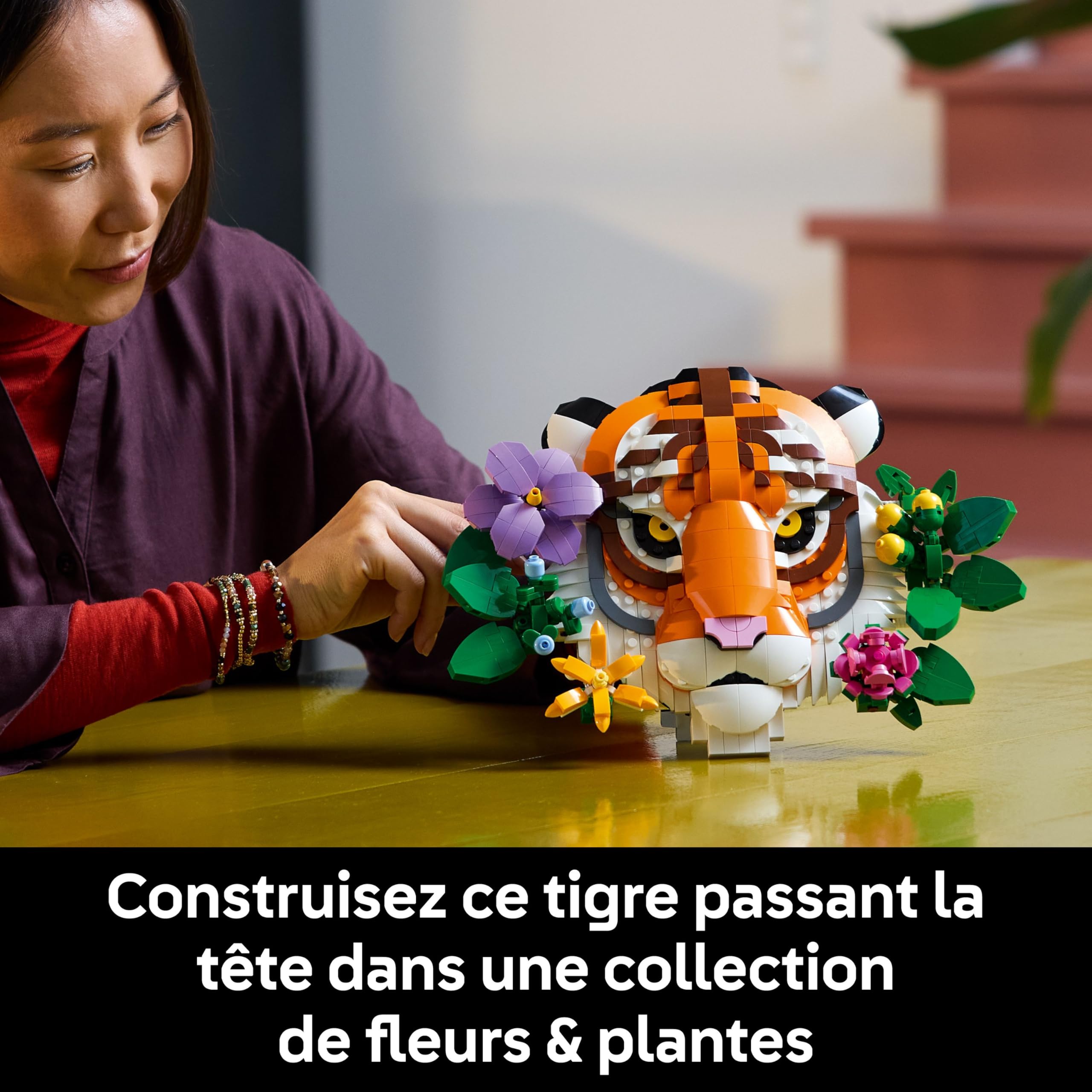 LEGO Art La Collection Faune – Le Tigre - Set De Construction Pour Adulte - Décoration Murale 3D Avec Animal & Fleurs De La Gamme Botanicals - Projet Déco DIY Pour Maison Ou Bureau - Idée Cadeau 31217