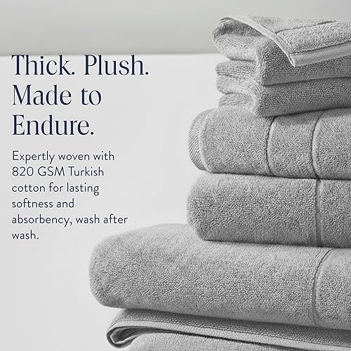 Miniatura 5 de Brooklinen Juego de 4 toallas de baño de algodón turco súper afelpadas - Algodón, 820 GSM, altamente absorbentes, lavables a máquina, perfectas para